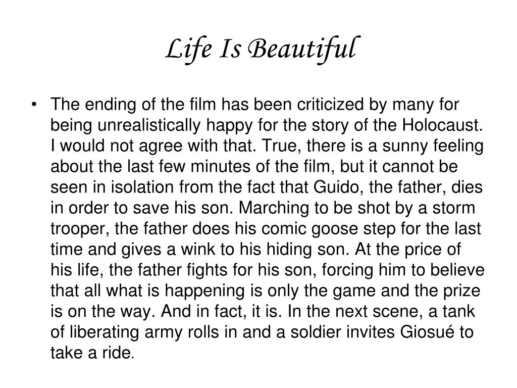 essay on life is beautiful movie