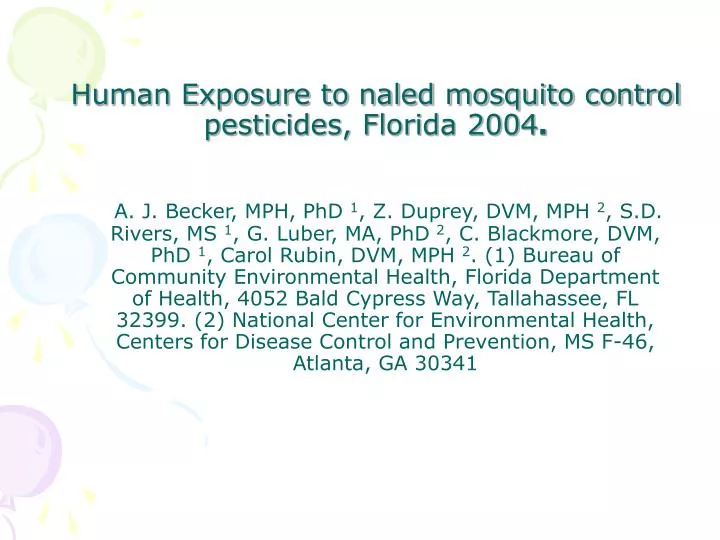 human exposure to naled mosquito control pesticides florida 2004 n.