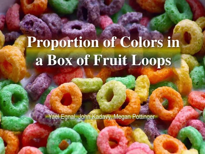 proportion of colors in a box of fruit loops n.