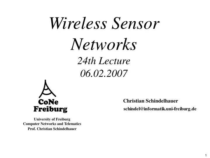 wireless sensor networks 24th lecture 06 02 2007 n.