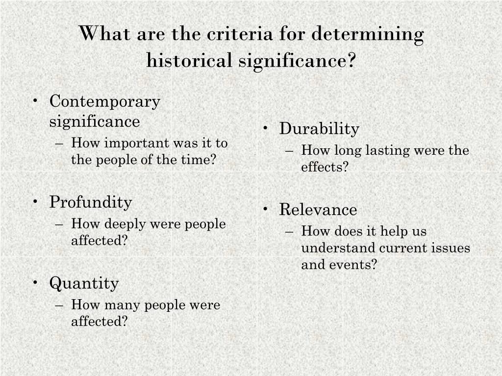 historical significance assignment