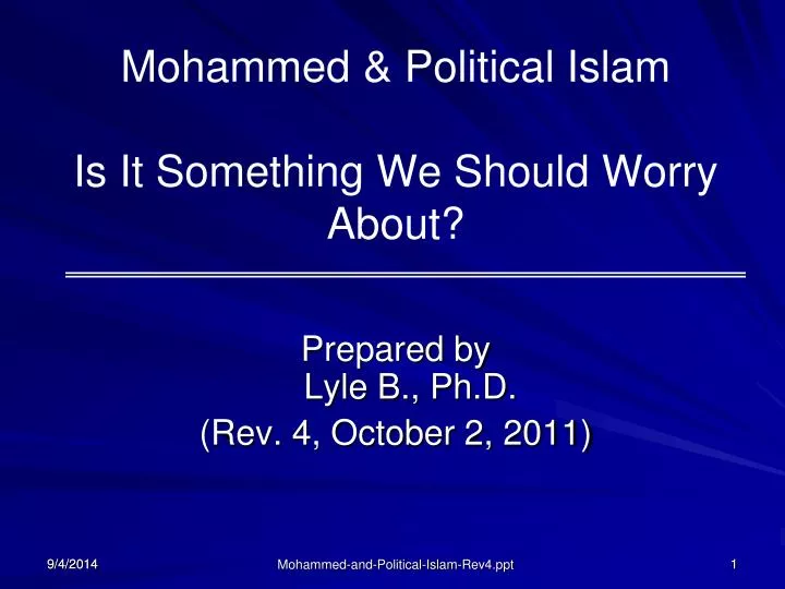mohammed political islam is it something we should worry about n.