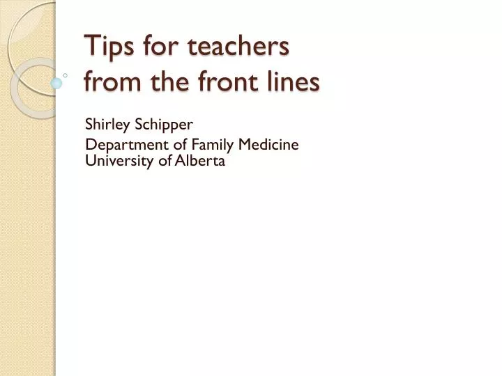 tips for teachers from the front lines n.