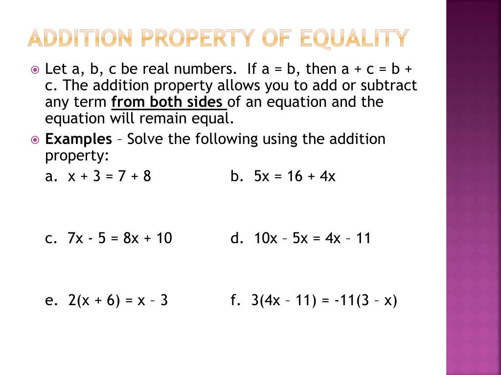 Additional property is not allowed. Properties of addition. Addition property of equality. Subtraction property of equality. Properties of addition and substraction.