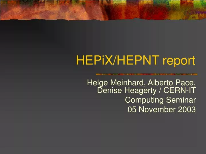 hepix hepnt report n.