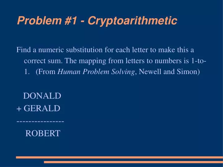 PPT - Problem #1 - Cryptoarithmetic PowerPoint Presentation, free ...