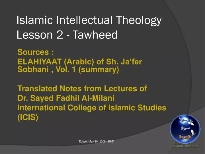 islamic intellectual theology lesson 2 tawheed n.