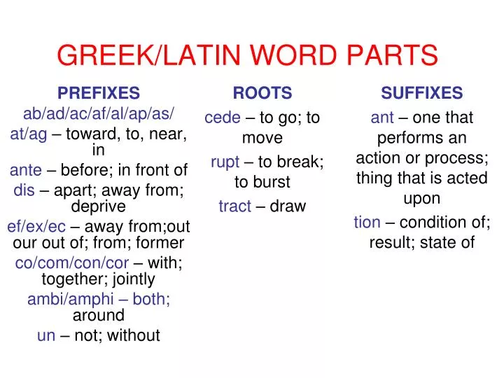 greek latin word parts n.