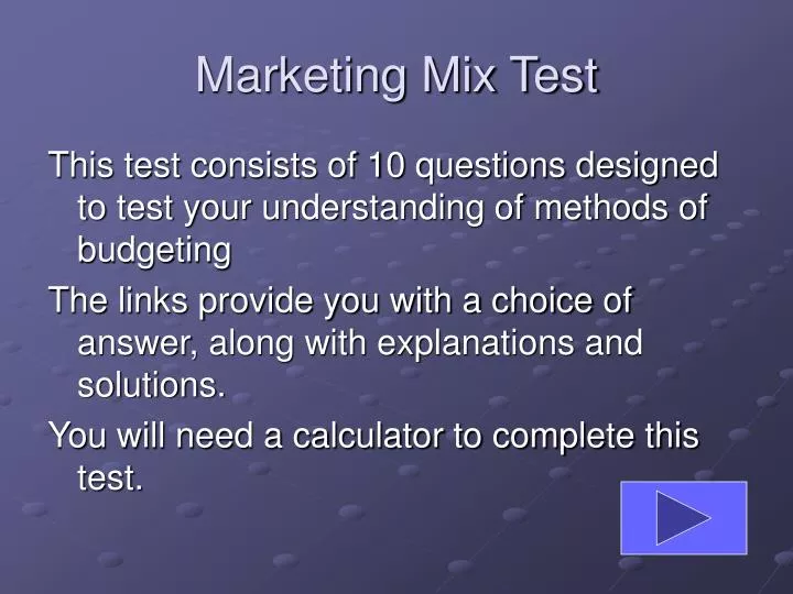 marketing mix test n.