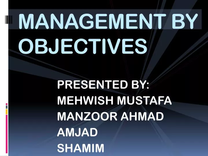 management by objectives n.