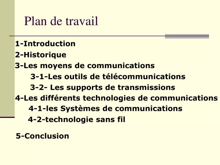 PPT - Plan de travail PowerPoint Presentation, free download - ID:3941291