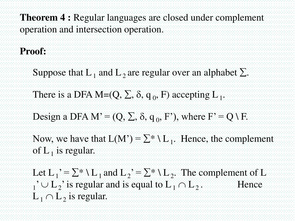 PPT 3.3 Closure Properties of Regular Languages PowerPoint