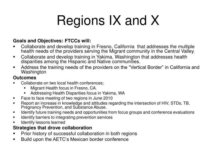 regions ix and x n.