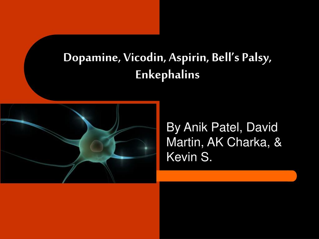 PPT - Dopamine, Vicodin, Aspirin, Bell's Palsy, Enkephalins PowerPoint  Presentation - ID:3944739