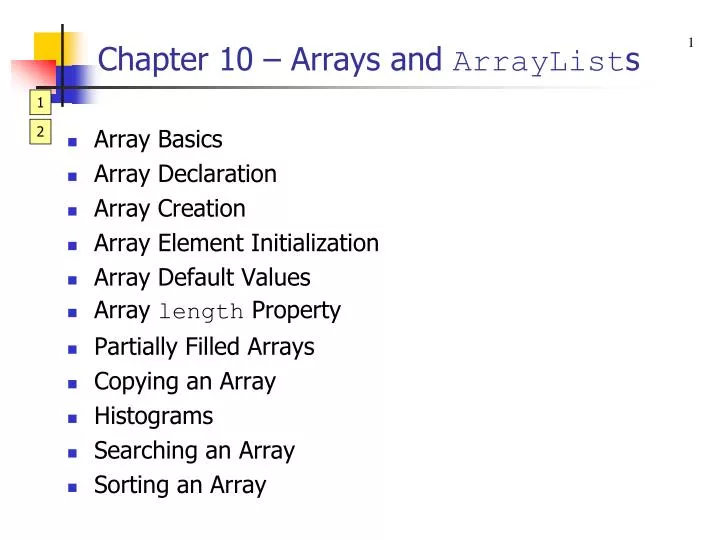 Ppt Chapter 10 Arrays And Arraylist S Powerpoint Presentation Free Download Id