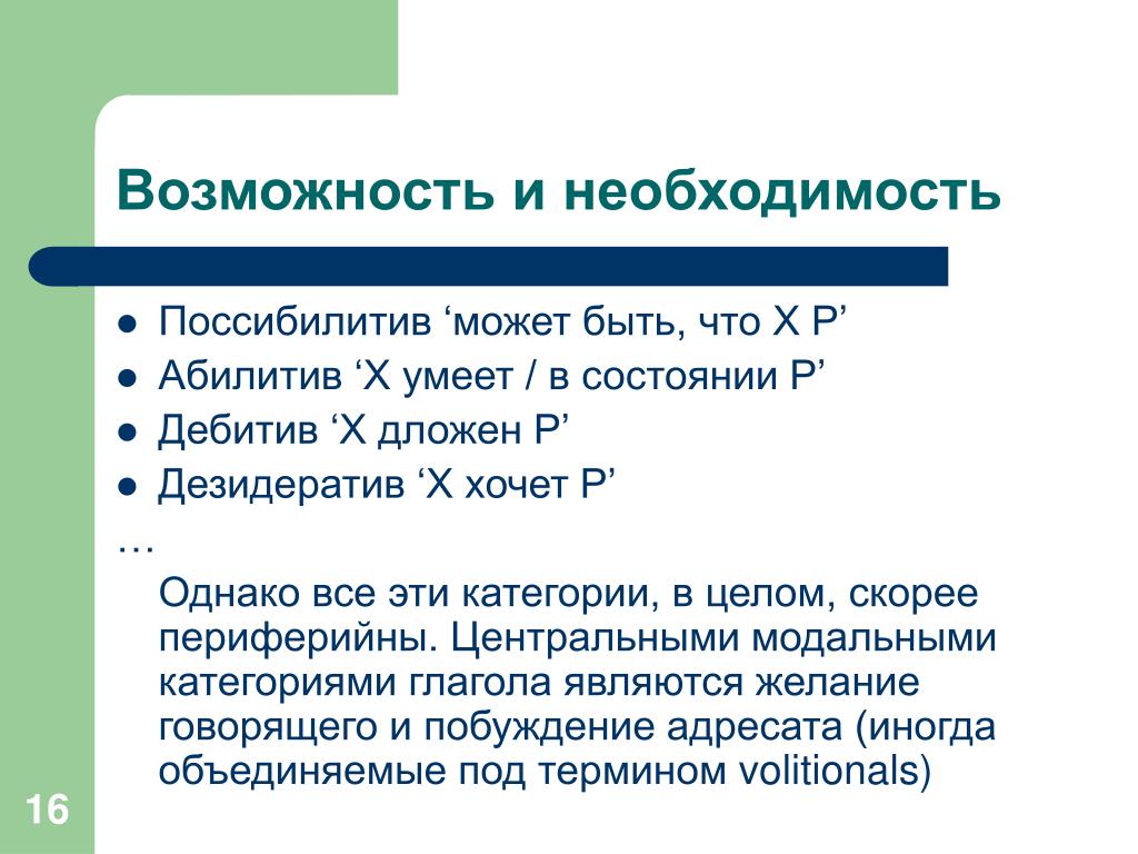 Возможности с 16. Дебитив. Побудительность речи.