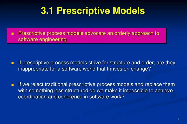 PPT - 3.1 Prescriptive Models PowerPoint Presentation, free download ...