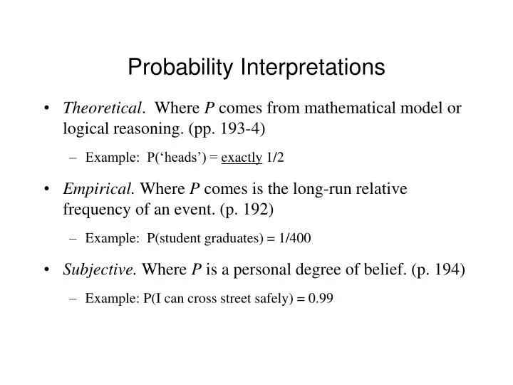 probability interpretations n.