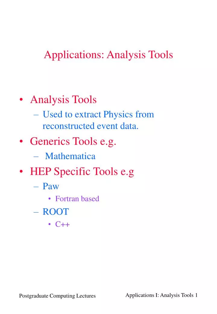 applications analysis tools n.