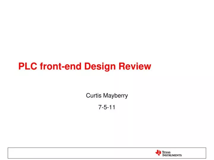 plc front end design review n.