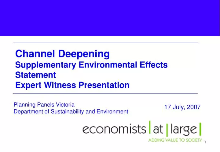 channel deepening supplementary environmental effects statement expert witness presentation n.