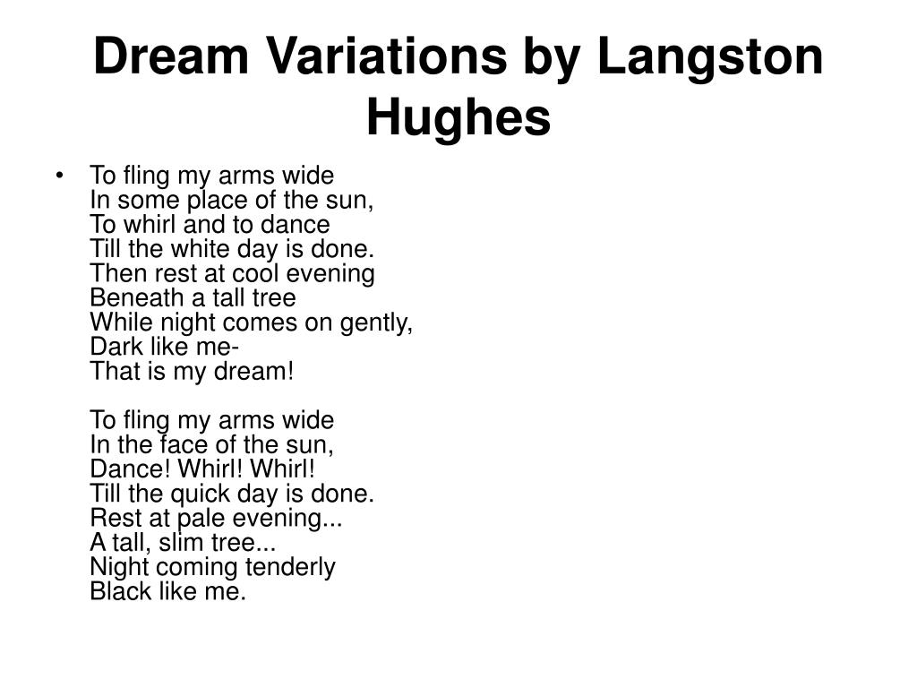 Dream Variations Langston Hughes Summary