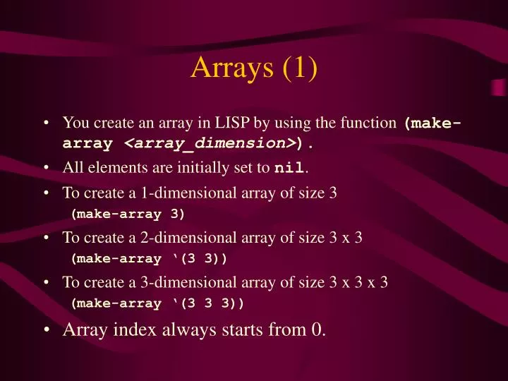 arrays 1 n.