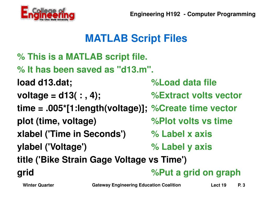 M script file. "Script files". Script files ppt Matlab.