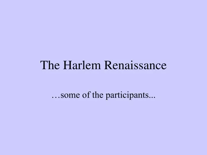 the harlem renaissance n.