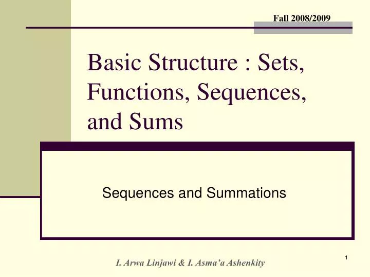 PPT - Basic Structure : Sets, Functions, Sequences, And Sums PowerPoint ...