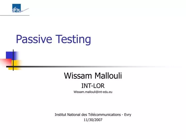 passive testing n.