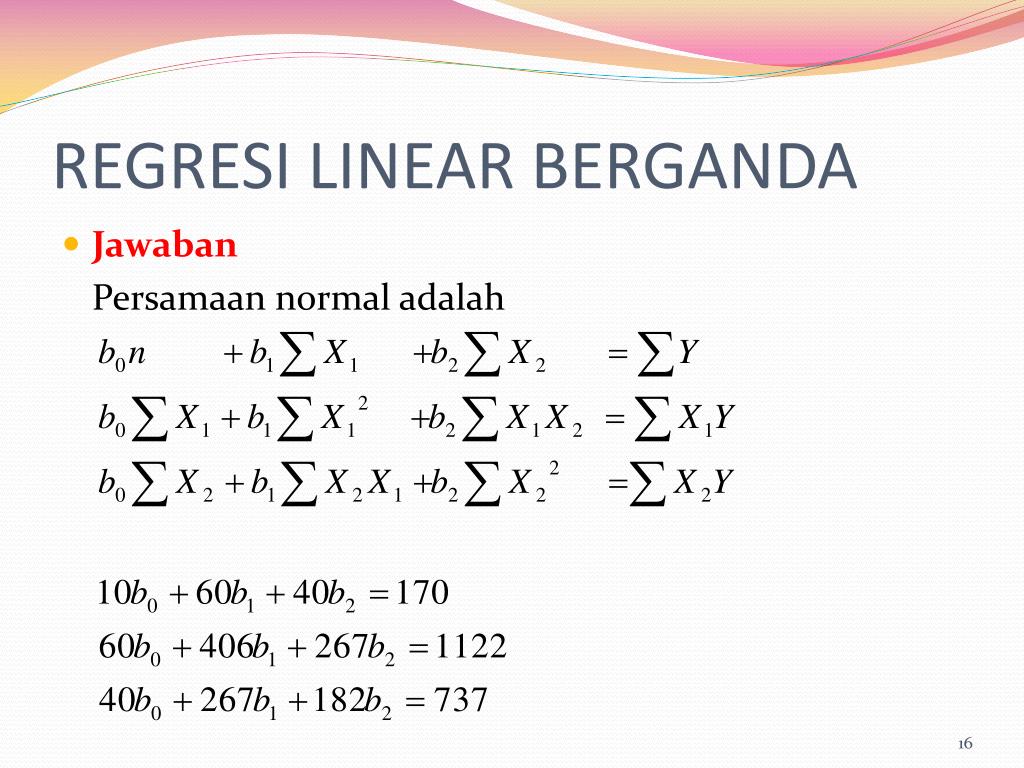 PPT - BAB VIII REGRESI LINEAR BERGANDA DAN REGRESI (TREND) NON LINEAR ...