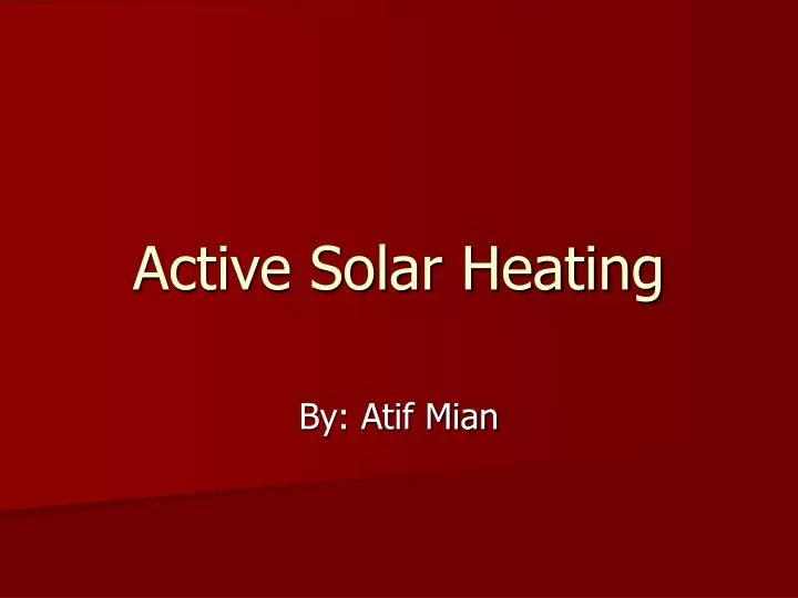 active solar heating n.