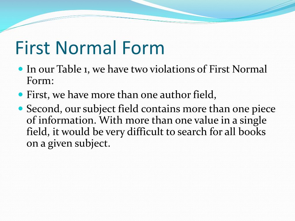 First Normal Form Pcture PPT - Efficient Information Management: Benefits, Dangers, and Key ...