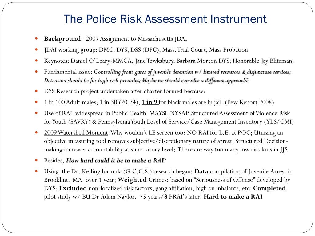 PPT - The Police Risk Assessment Instrument PowerPoint Presentation