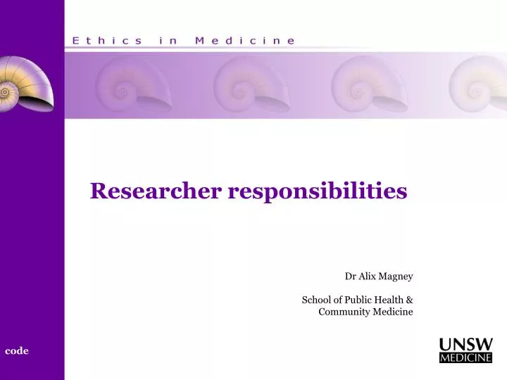 researcher responsibilities n.