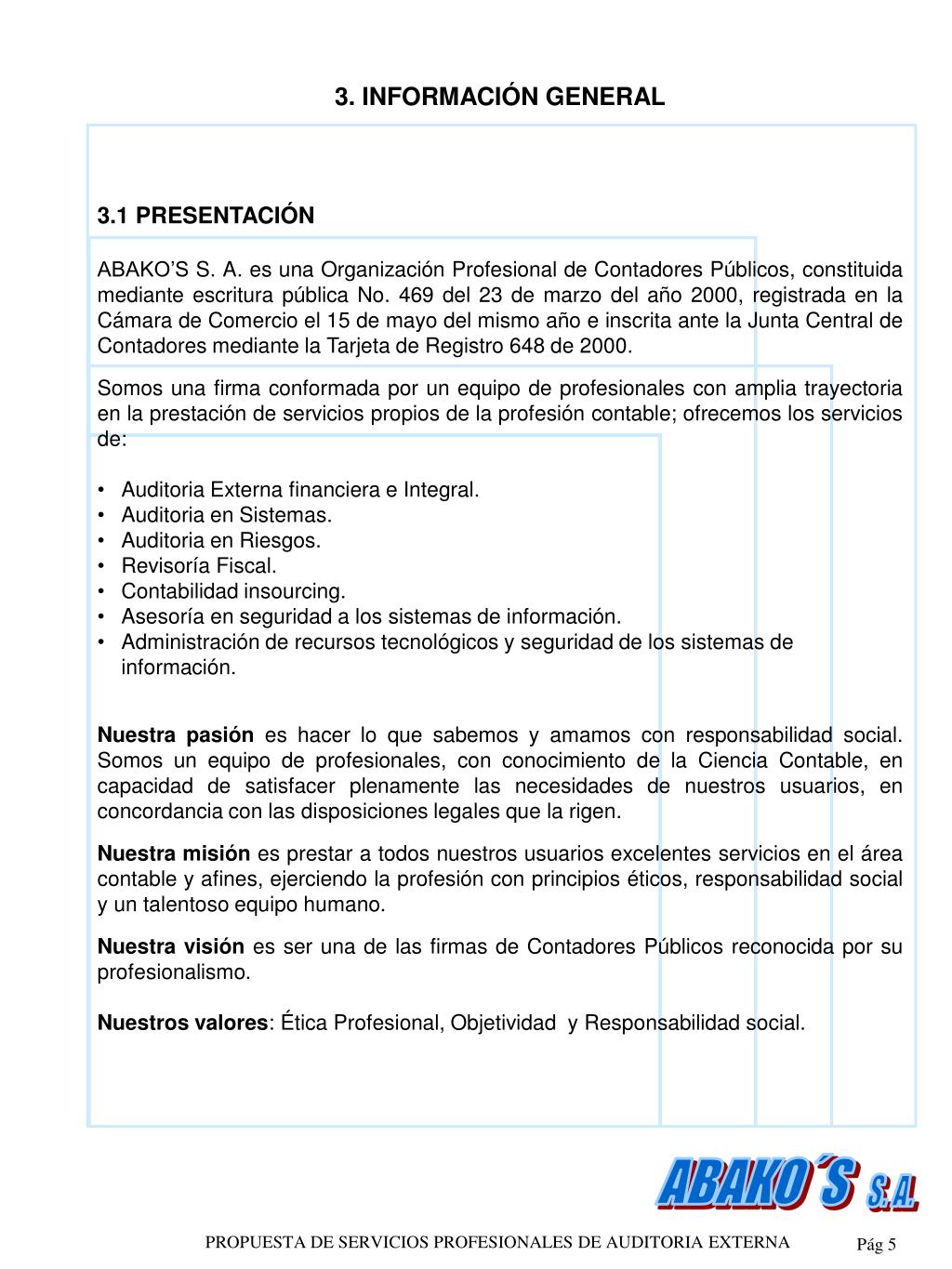 Ppt Propuesta De Auditoria Externa Powerpoint Presentation Free