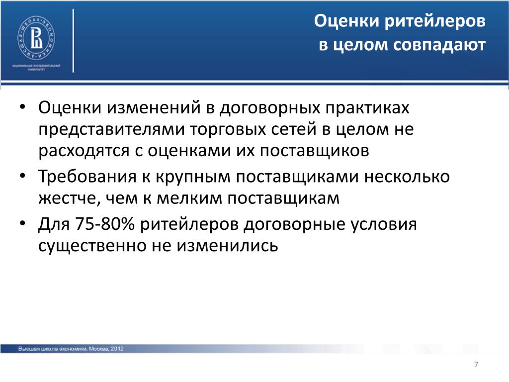 Оценка 11. Оценка поставщиков ритейлерами. Требования торговых сетей к поставщикам. По оценке изменений. Системы оценок поставщиков ритейлерами.