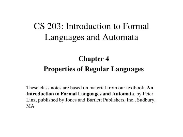 Ppt cs 203 introduction to formal languages and automata powerpoint