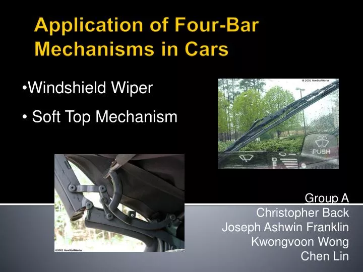 application of four bar mechanisms in cars n.