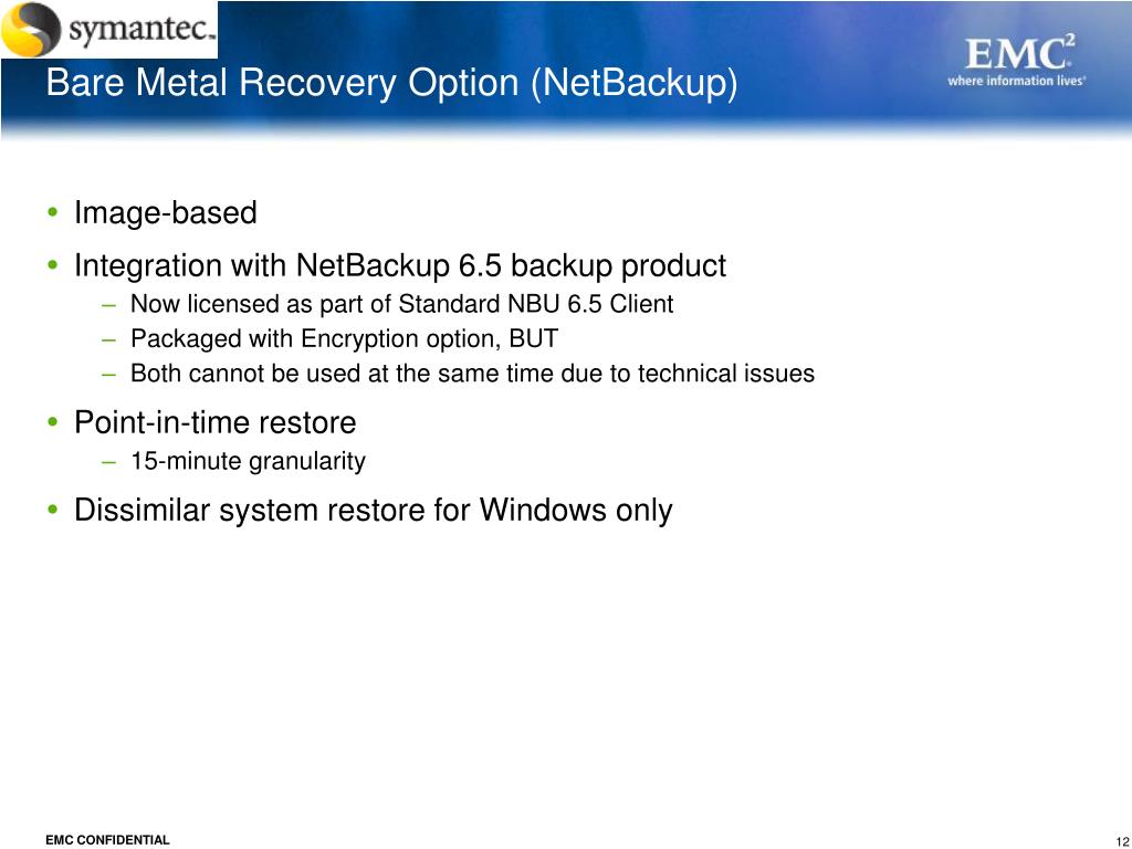 PPT Competitive Landscape Bare Metal Recovery/EMC HomeBase PowerPoint Presentation ID3967663