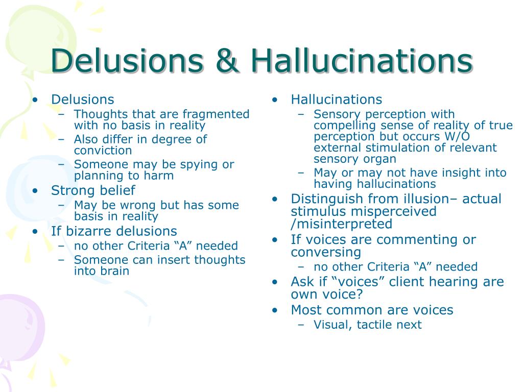 difference between hallucination and delusion