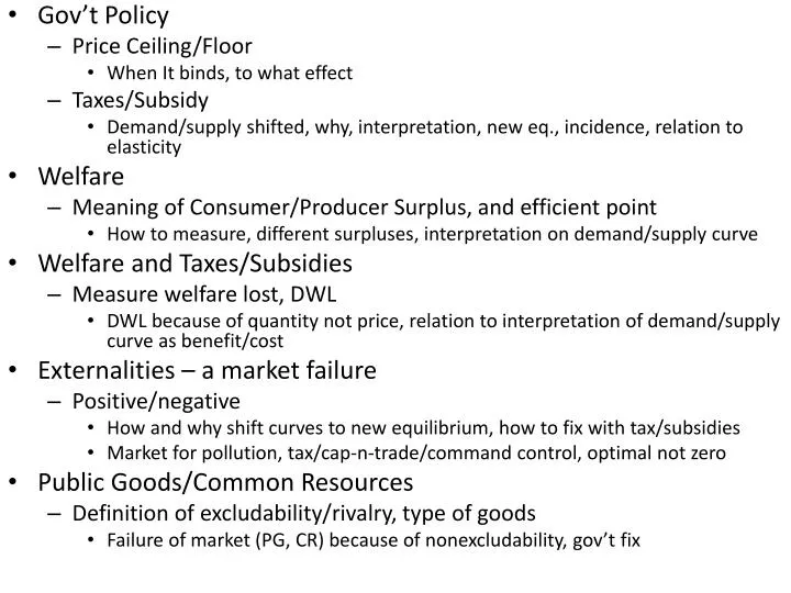 Ppt Gova T Policy Price Ceiling Floor When It Binds To