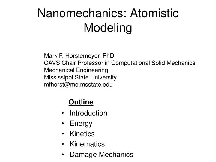 nanomechanics atomistic modeling n.