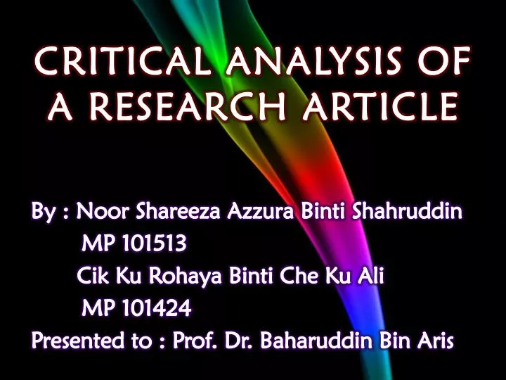 how to critically analysis a research paper