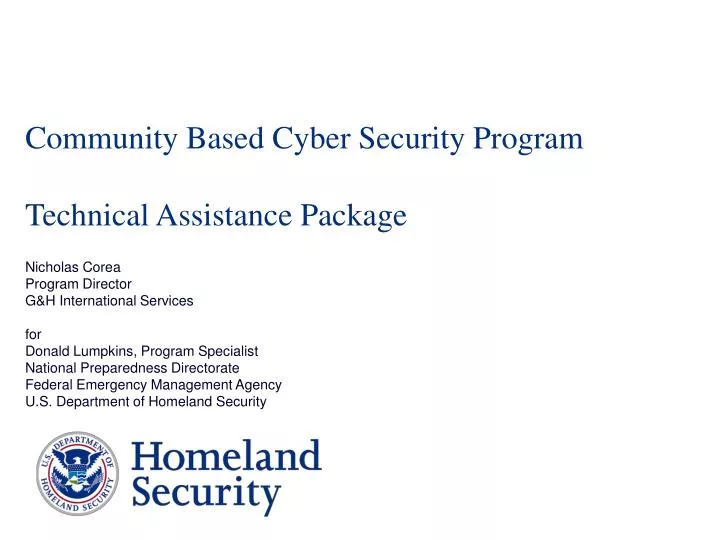PPT - Community Based Cyber Security Program Technical Assistance ...
