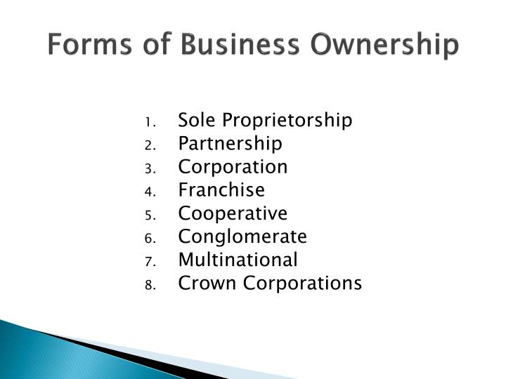 three forms of business ownership