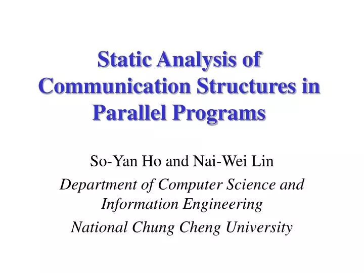 static analysis of communication structures in parallel programs n.