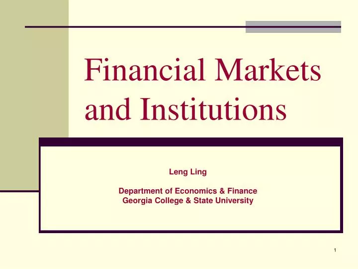 financial markets and institutions n.