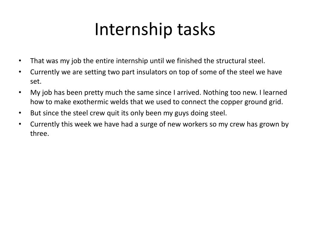 internship tasks examples